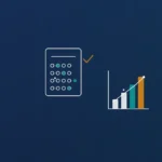Flat-vector banner for the CAT exam 2026 guide, showing an answer sheet, a percentile bar chart, a clock, and a graduation cap in navy, teal, and amber.