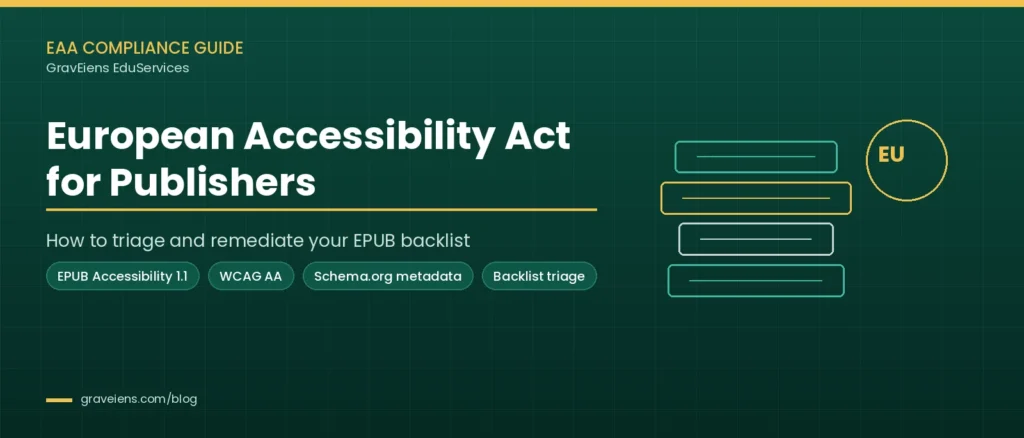 European Accessibility Act for publishers: guide to triaging and remediating an EPUB backlist, covering EPUB Accessibility 1.1, WCAG AA and schema.org metadata
